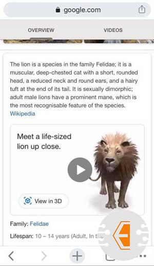حيوانات 3D جوجل