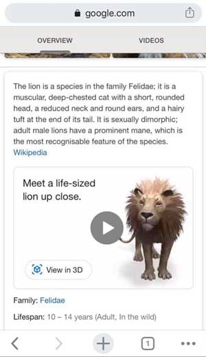 حيوانات 3D جوجل