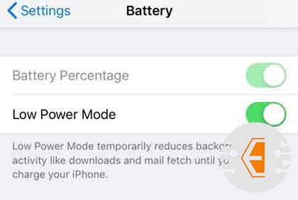 تنشيط بطارية الايفون من خلال تمكين نمط الطاقة المنخفضة